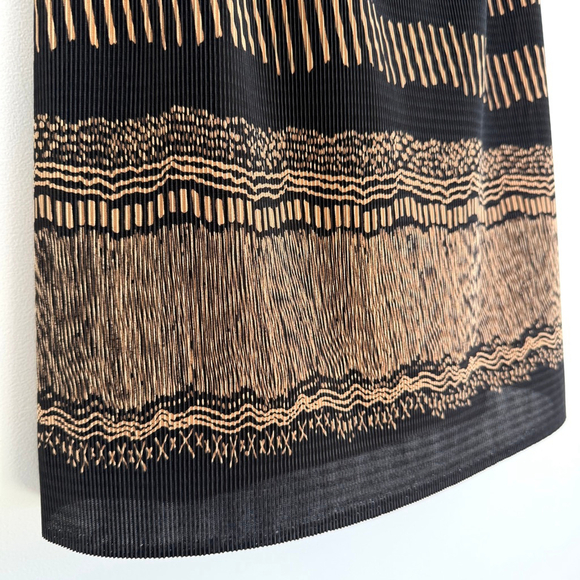 Vintage Carroll Reed Black Gold Pleated Midi Skirt Womens Size Medium 90s - Picture 3 of 9